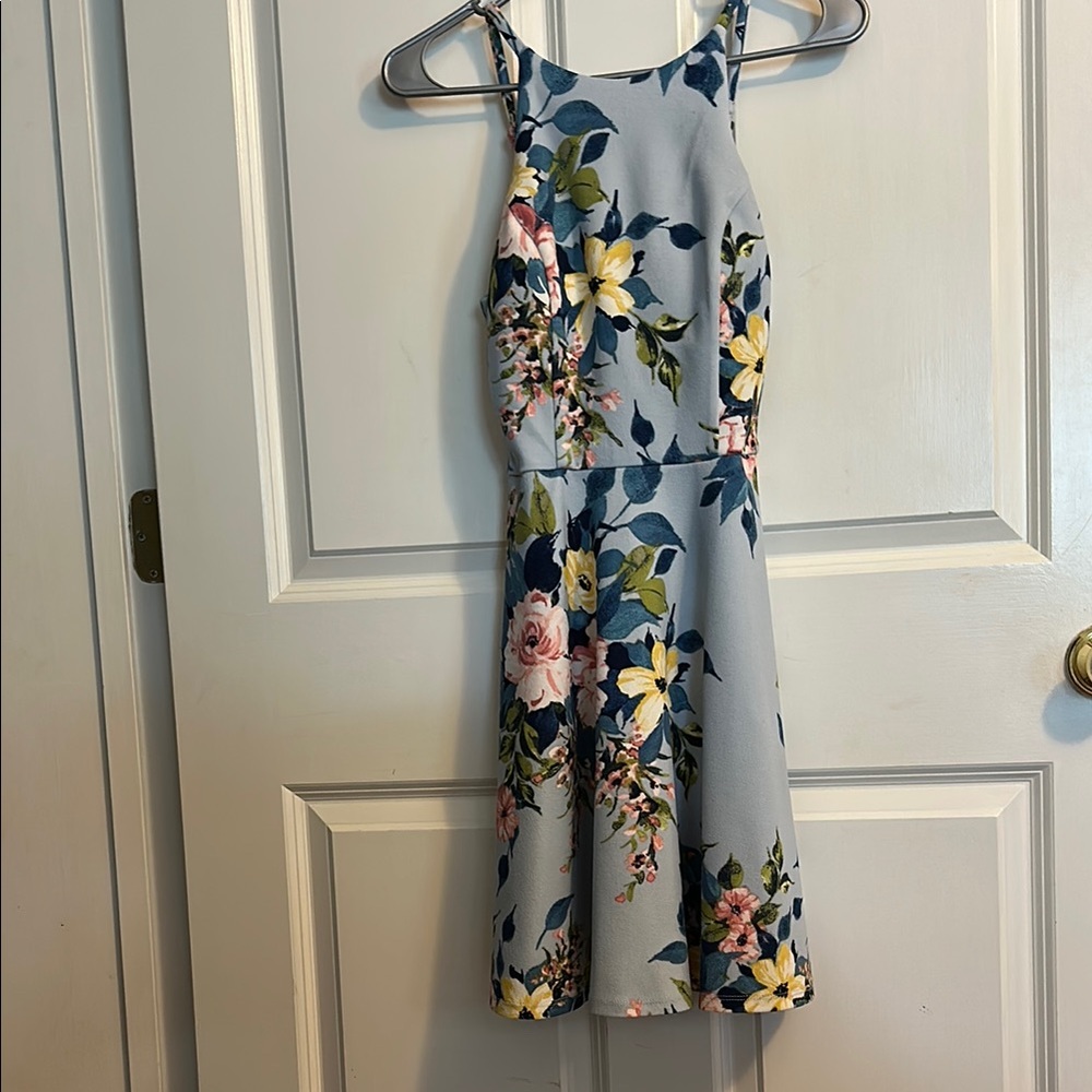 Xtraordinary Blue and Yellow Halter Sundress